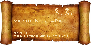 Kurgyis Krisztofer névjegykártya